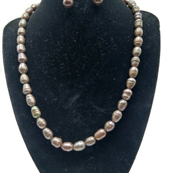Handmade Glass Teardrops & Pearls Necklace & Earrings Set  Handmade Earrings and Necklace Set with South Asian Pearls